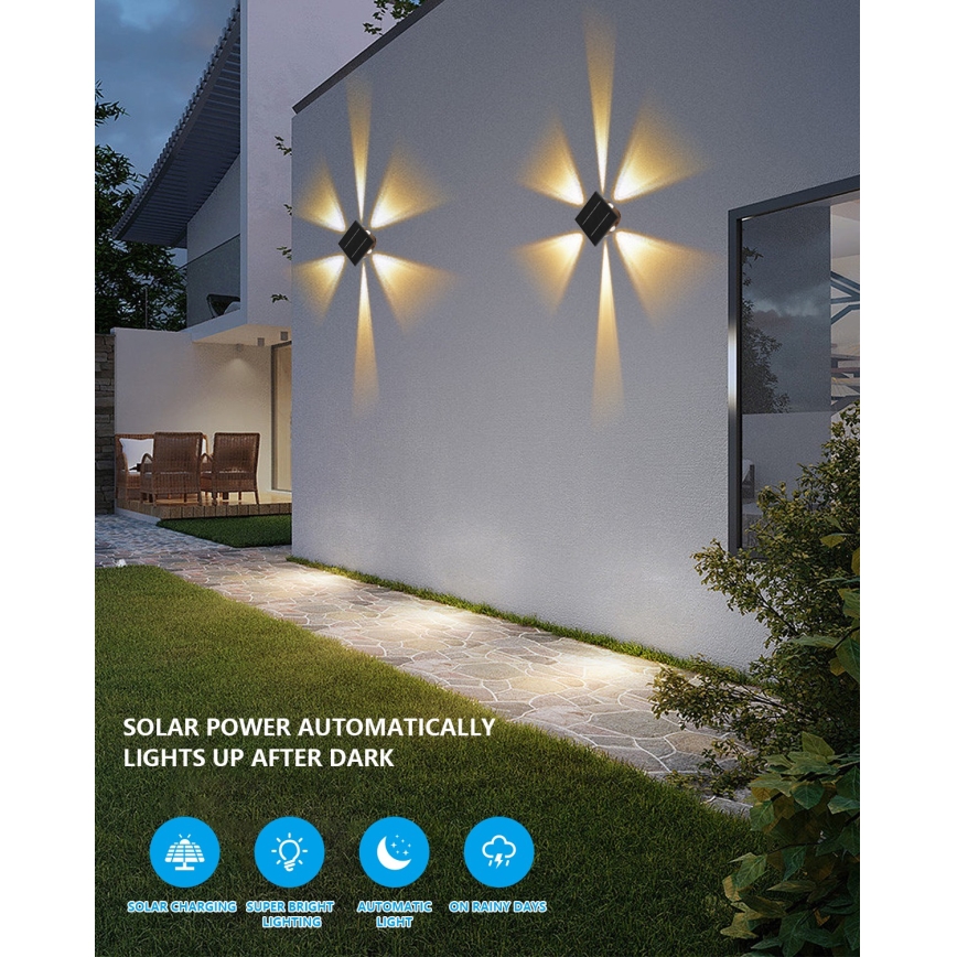 LED Saules enerģijas sienas lampa ar sensoru LED/2W/5V IP54 1300 mAh