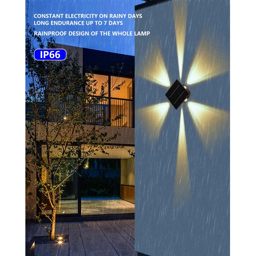 LED Saules enerģijas sienas lampa ar sensoru LED/2W/5V IP54 1300 mAh