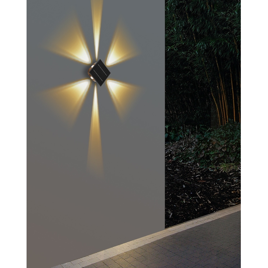 LED Saules enerģijas sienas lampa ar sensoru LED/2W/5V IP54 1300 mAh