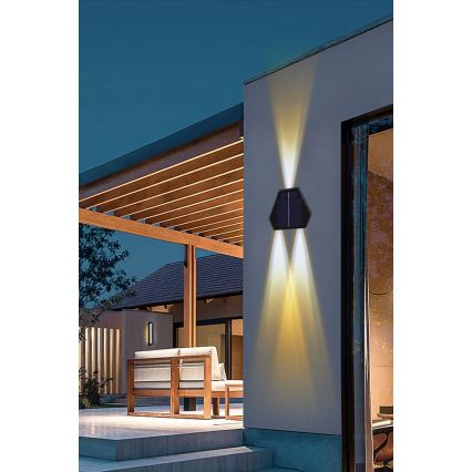 LED Saules enerģijas sienas lampa ar sensoru LED/2W/5V IP54 1300 mAh