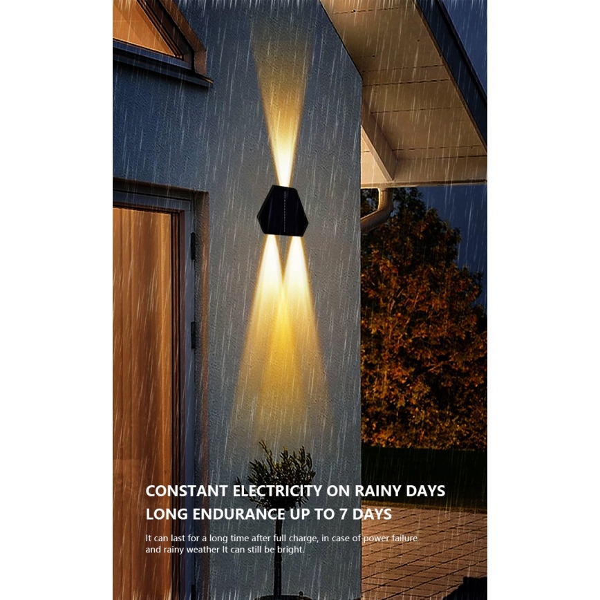 LED Saules enerģijas sienas lampa ar sensoru LED/2W/5V IP54 1300 mAh