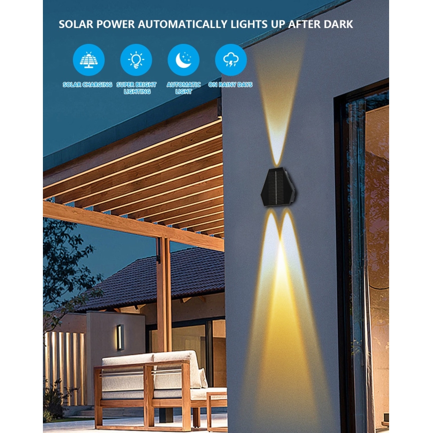 LED Saules enerģijas sienas lampa ar sensoru LED/2W/5V IP54 1300 mAh