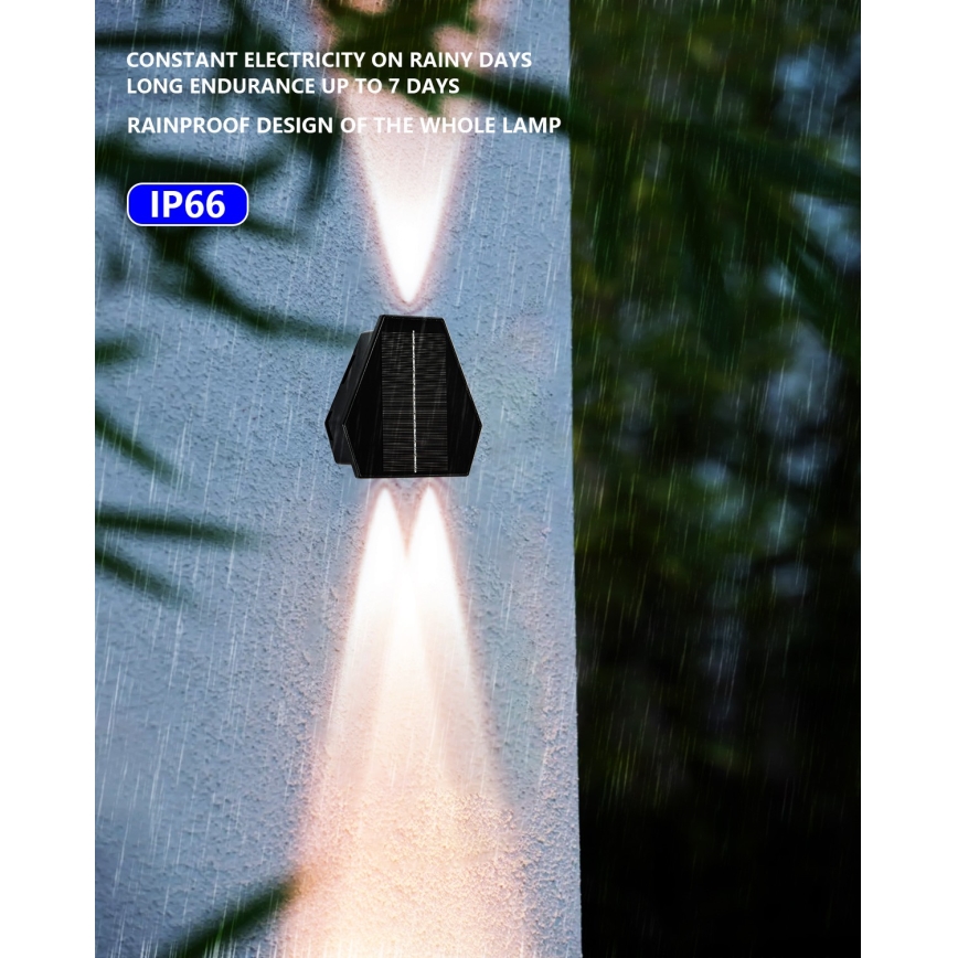 LED Saules enerģijas sienas lampa ar sensoru LED/2W/5V IP54 1300 mAh