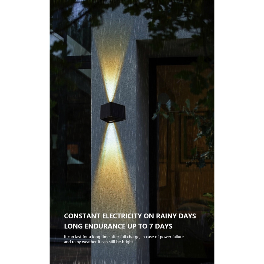 LED Saules enerģijas sienas lampa ar sensoru LED/2W/5V IP54 1300 mAh