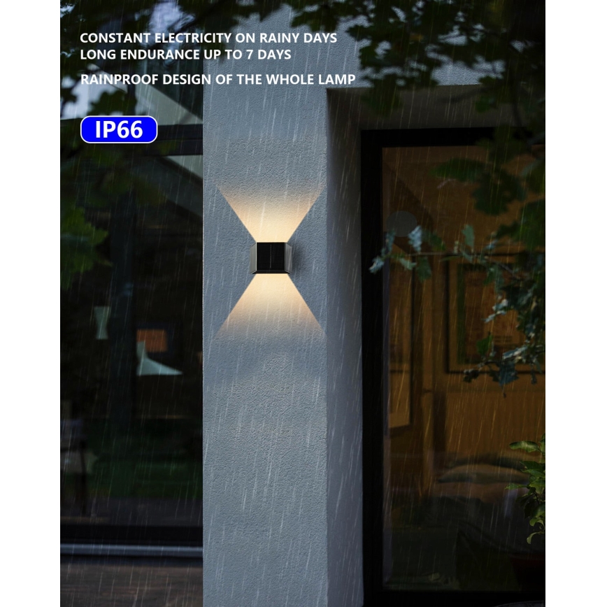 LED Saules enerģijas sienas lampa ar sensoru LED/2W/5V IP54 1300 mAh