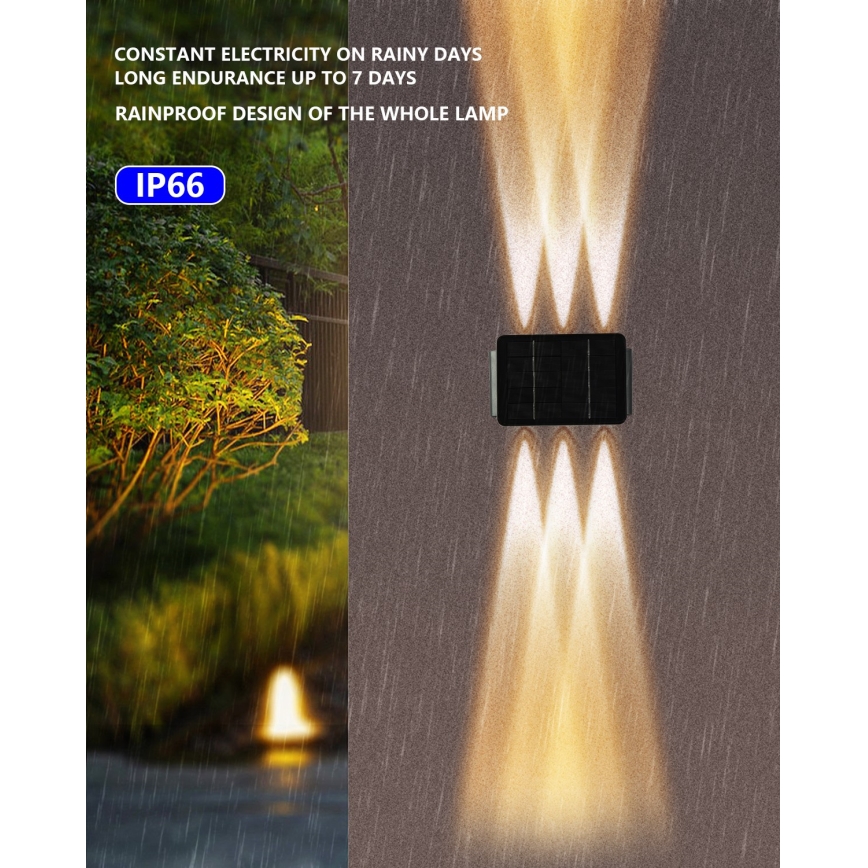 LED Saules enerģijas sienas lampa ar sensoru LED/2W/5V IP54 1300 mAh