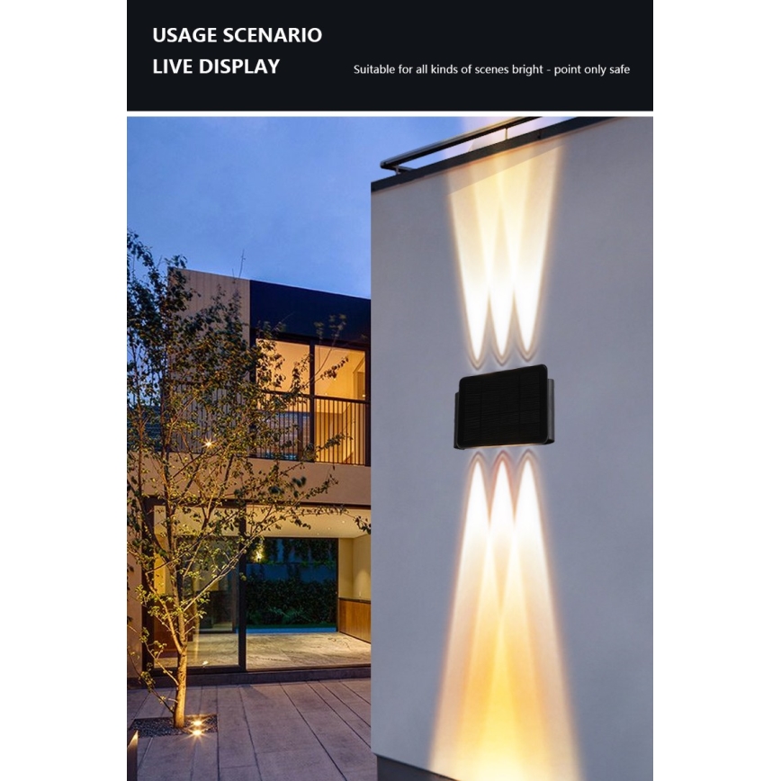 LED Saules enerģijas sienas lampa ar sensoru LED/2W/5V IP54 1300 mAh