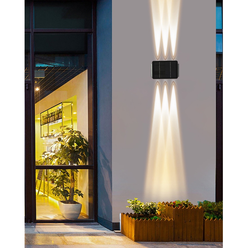LED Saules enerģijas sienas lampa ar sensoru LED/2W/5V IP54 1300 mAh