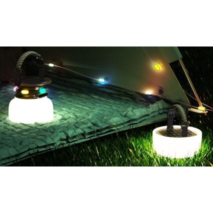 LED RGB Pārnēsājama saules enerģijas uzlādējams lampa ar LED virtene LED/10W/5V 3600 mAh IP65 3600 mAh