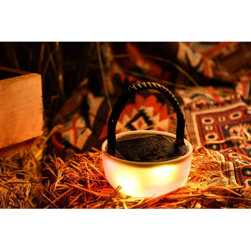 LED RGB Pārnēsājama saules enerģijas uzlādējams lampa ar LED virtene LED/10W/5V 3600 mAh IP65 3600 mAh