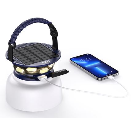 LED RGB Pārnēsājama saules enerģijas uzlādējams lampa ar LED virtene LED/10W/5V 3600 mAh IP65 3600 mAh