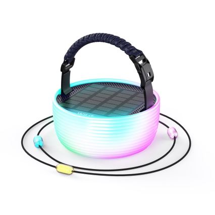 LED RGB Pārnēsājama saules enerģijas uzlādējams lampa ar LED virtene LED/10W/5V 3600 mAh IP65 3600 mAh