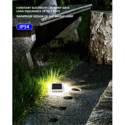 LED Āra saules enerģijas apgaismojums ar sensoru LED/0,03W/1,2V IP54 800 mAh