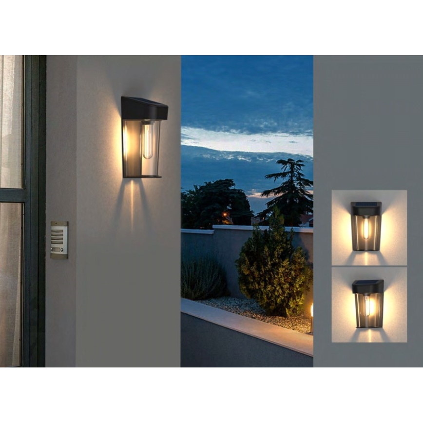 LED Saules enerģijas sienas lampa ar sensoru LED/2V IP44 600 mAh