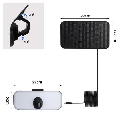 LED Saules enerģijas sienas lampa ar sensoru LED/13W/3,7V 4000K IP65 400 mAh