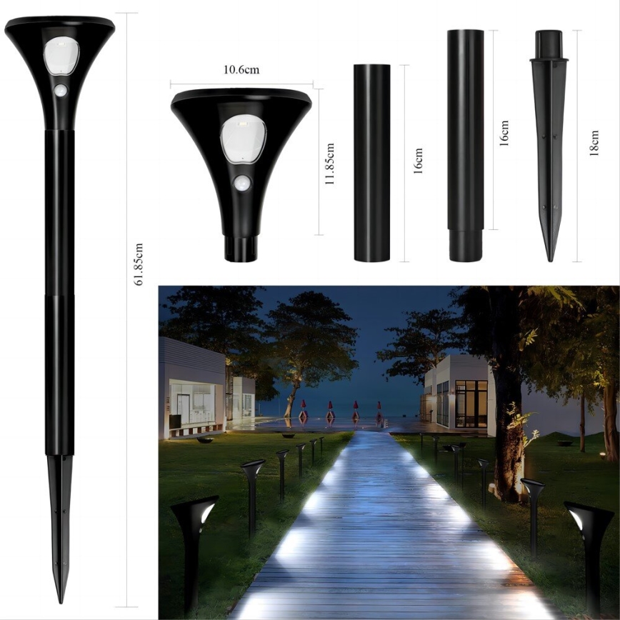 LED Saules enerģijas lampa ar sensoru LED/1W/3,7V 6000K IP65