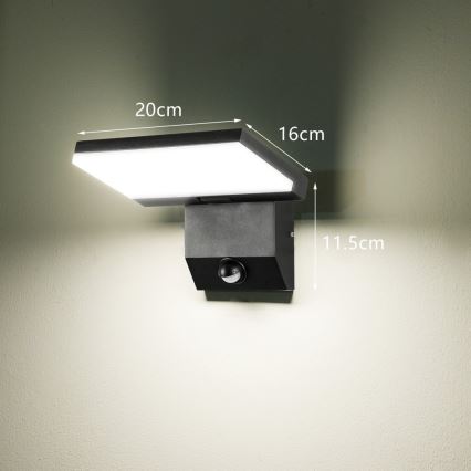 Āra LED sienas gaismeklis ar sensoru MODERN LED/18W/230V IP65