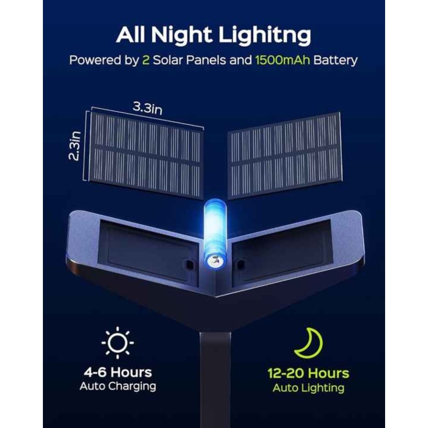 LED saules lampa ar sensoru SUN BUTTERFLY LED/1,5W/3,7V 3000/6000K IP65 1500 mAh