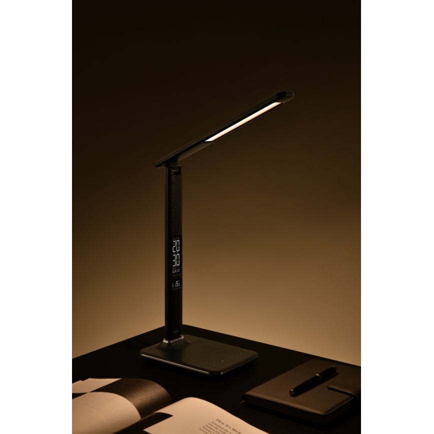 LED Aptumšojama galda lampa ar displeju LED/9W/230V/12V melna
