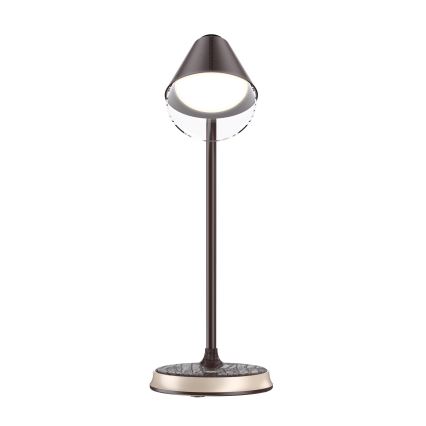 LED Aptumšojama galda lampa ar bezvadu uzlādi FINCH LED/9W/12/230V brūna/zelta