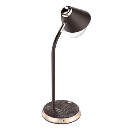 LED Aptumšojama galda lampa ar bezvadu uzlādi FINCH LED/9W/12/230V brūna/zelta