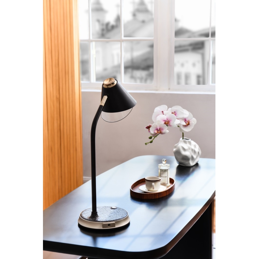 LED Aptumšojama galda lampa ar bezvadu uzlādi FINCH LED/9W/12/230V pelēka/spīdīgi hromēts
