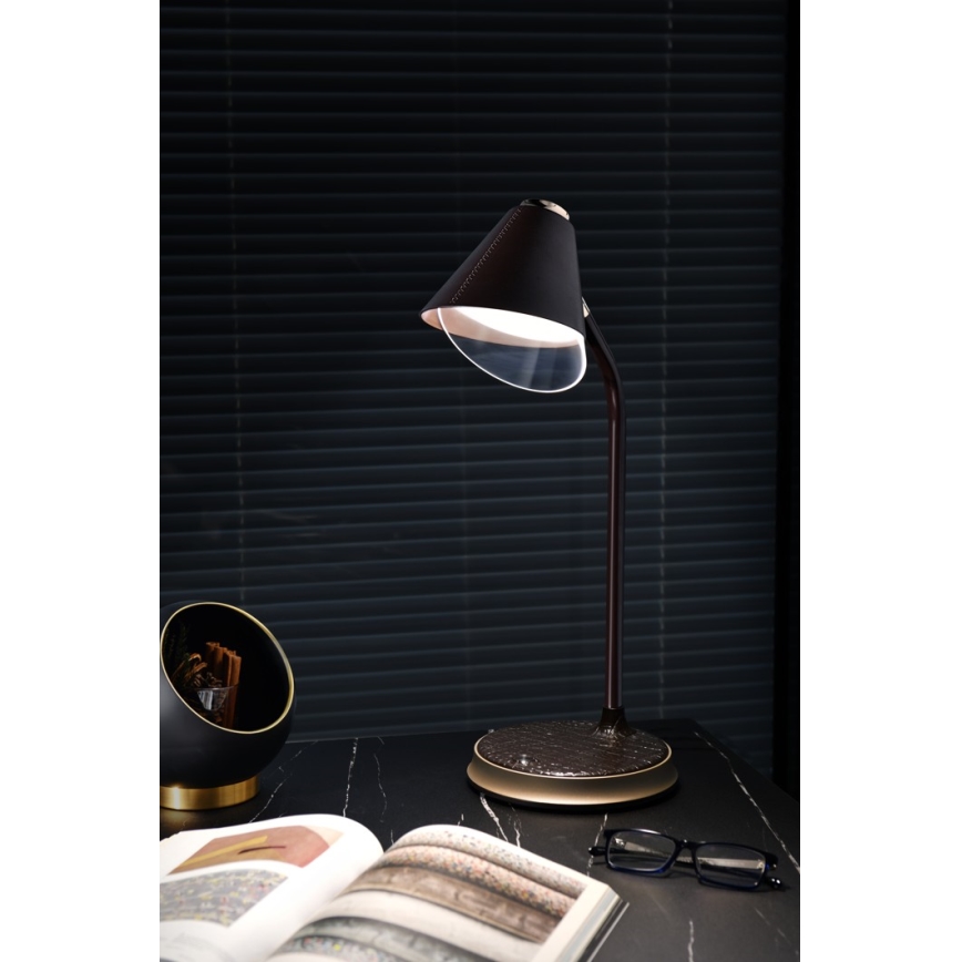 LED Aptumšojama galda lampa ar bezvadu uzlādi FINCH LED/9W/12/230V pelēka/spīdīgi hromēts