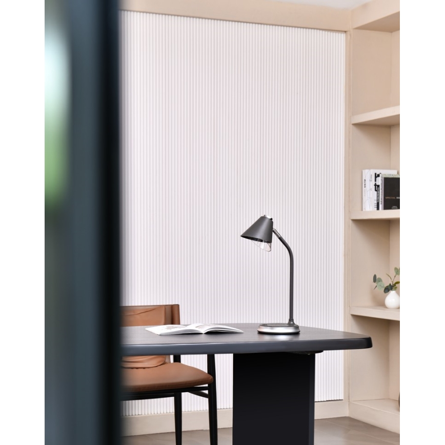 LED Aptumšojama galda lampa ar bezvadu uzlādi FINCH LED/9W/12/230V pelēka/spīdīgi hromēts