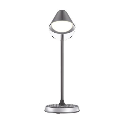 LED Aptumšojama galda lampa ar bezvadu uzlādi FINCH LED/9W/12/230V pelēka/spīdīgi hromēts