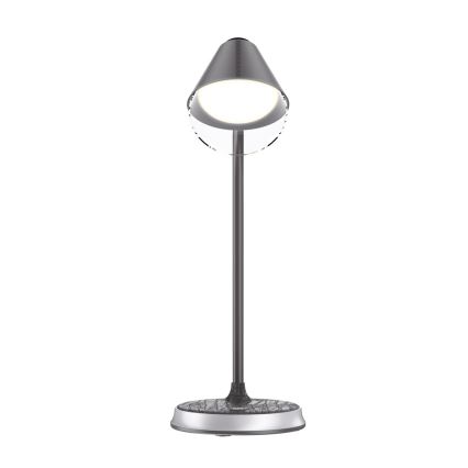 LED Aptumšojama galda lampa ar bezvadu uzlādi FINCH LED/9W/12/230V pelēka/hroms