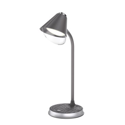 LED Aptumšojama galda lampa ar bezvadu uzlādi FINCH LED/9W/12/230V pelēka/spīdīgi hromēts