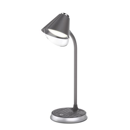 LED Aptumšojama galda lampa ar bezvadu uzlādi FINCH LED/9W/12/230V pelēka/hroms