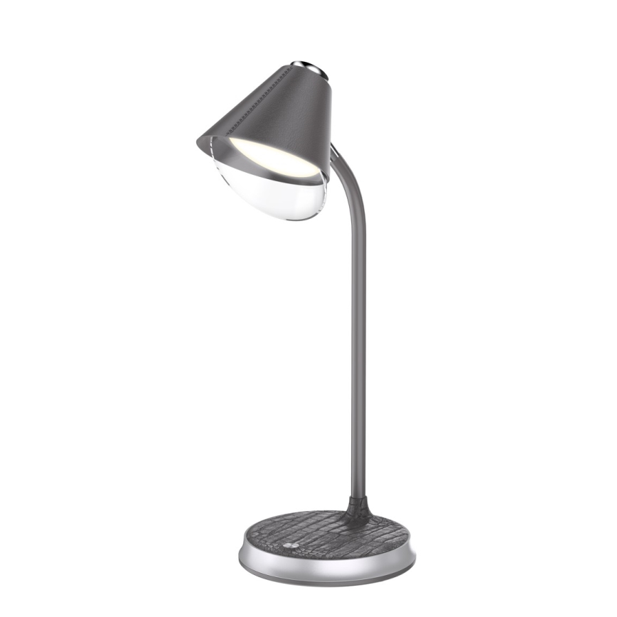 LED Aptumšojama galda lampa ar bezvadu uzlādi FINCH LED/9W/12/230V pelēka/spīdīgi hromēts