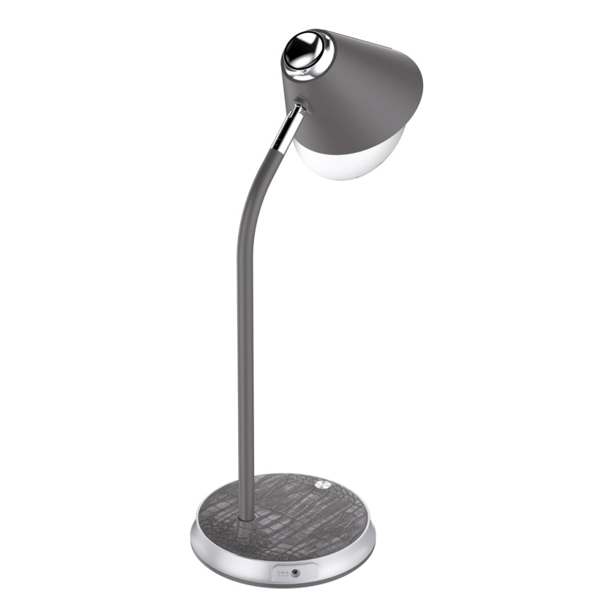 LED Aptumšojama galda lampa ar bezvadu uzlādi FINCH LED/9W/12/230V pelēka/spīdīgi hromēts