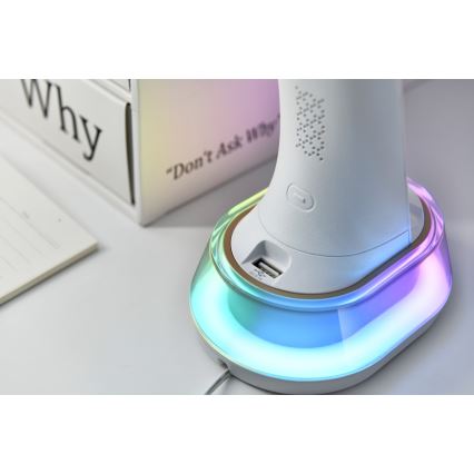 LED RGB Aptumšojama galda lampa ar bezvadu uzlādi CORELLA LED/7W/12/230V, melna