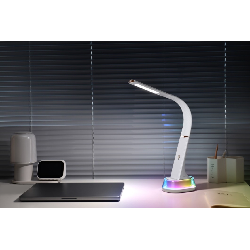 LED RGB Aptumšojama galda lampa ar bezvadu uzlādi CORELLA LED/7W/12/230V, melna