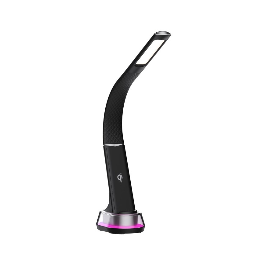 LED RGB Aptumšojama galda lampa ar bezvadu uzlādi CORELLA LED/7W/12/230V, melna