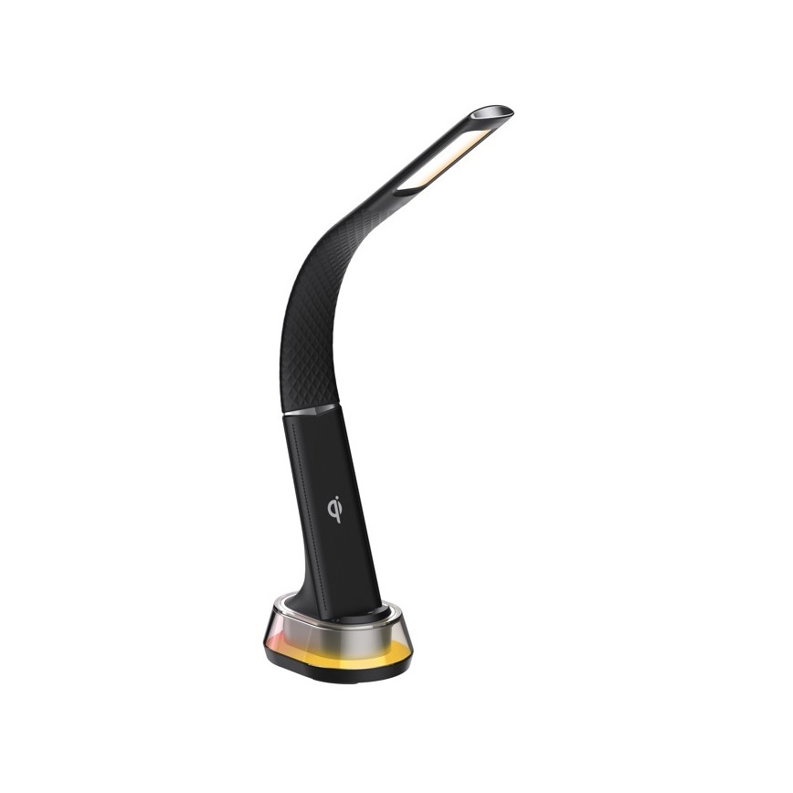 LED RGB Aptumšojama galda lampa ar bezvadu uzlādi CORELLA LED/7W/12/230V, melna