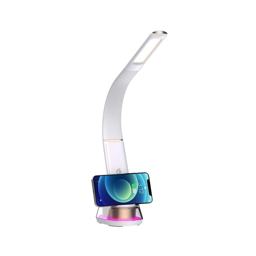 LED RGB Aptumšojama galda lampa ar bezvadu uzlādi CORELLA LED/7W/12/230V, balta
