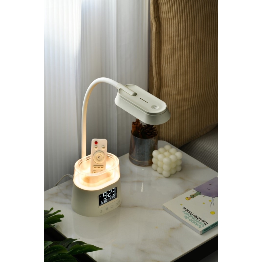 LED RGBW Aptumšojama galda lampa ar zīmuļu turētāju FALCON LED/10W/5V