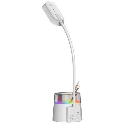 LED RGBW Aptumšojama galda lampa ar zīmuļu turētāju FALCON LED/10W/5V