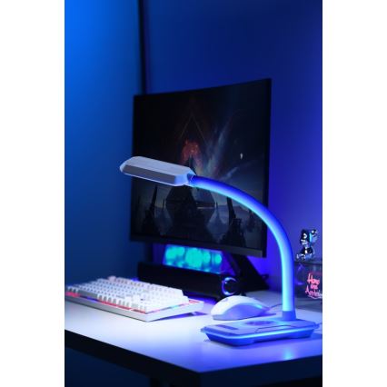LED RGBW Aptumšojama galda lampa ar Qi lādētāju 30W/230V 3000K/4000K/5000K balta