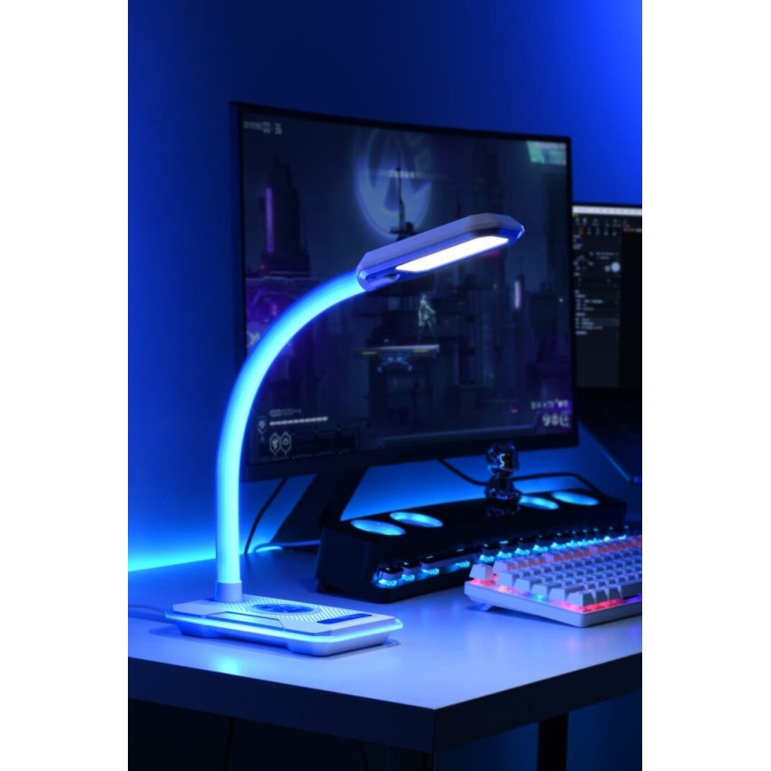 LED RGBW Aptumšojama galda lampa ar Qi lādētāju 30W/230V 3000K/4000K/5000K balta