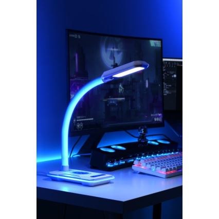 LED RGBW Aptumšojama galda lampa ar Qi lādētāju 30W/230V 3000K/4000K/5000K melna