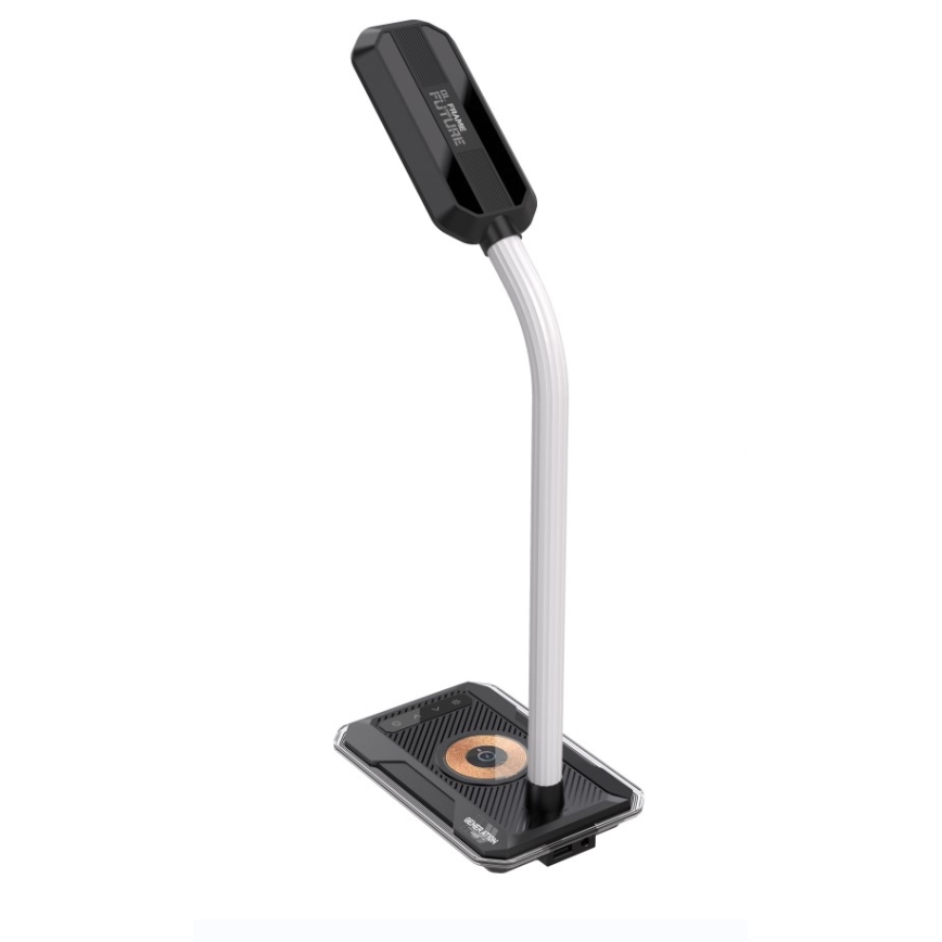 LED RGBW Aptumšojama galda lampa ar Qi lādētāju 30W/230V 3000K/4000K/5000K melna