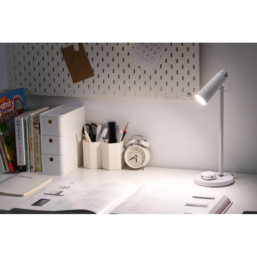 LED Aptumšojama galda lampa ar bezvadu Qi lādētāju TIT LED/12W/230V balta