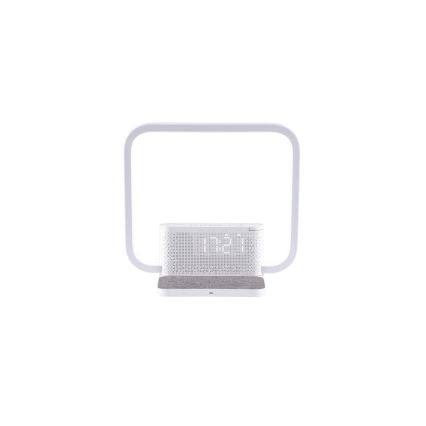 LED Aptumšojama galda lampa ar modinātāja pulkstenis un Qi lādētāju LED/18W/230V balta