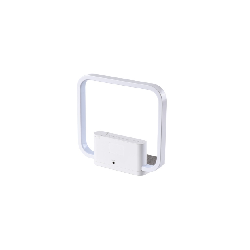 LED Aptumšojama galda lampa ar modinātāja pulkstenis un Qi lādētāju LED/18W/230V balta