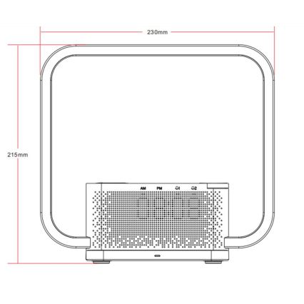 LED Aptumšojama galda lampa ar modinātāja pulkstenis un Qi lādētāju LED/18W/230V balta
