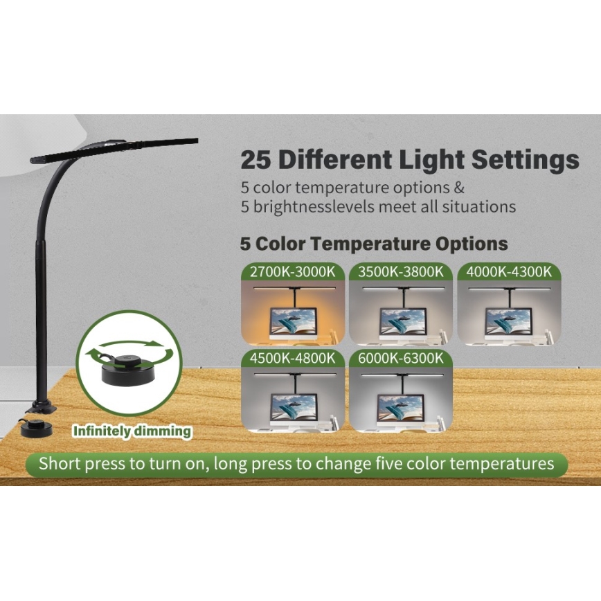 LED Pielāgojama aptumšojama monitora apgaismojums OFFICE LED/24W/230V 2700-6300K CRI 95